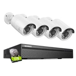 Online 8MP CCTV Overvågningssystem, PoE, Smart Detektion, To-Vejs Lyd,4 stykker 2TB Sikkerhedsmonitorer & Videokameraer
