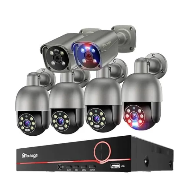 Hot 8MP Sikkerhedskamerasystem, Natvision, AI Detektion, To-Vejs Lyd, Sikkerhedsmonitorer & Videokameraer