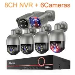 Hot 8MP Sikkerhedskamerasystem, Natvision, AI Detektion, To-Vejs Lyd, Sikkerhedsmonitorer & Videokameraer