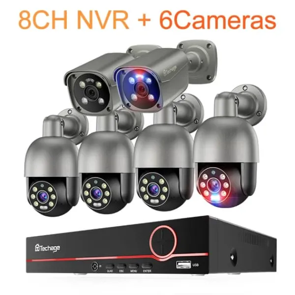 Hot 8MP Sikkerhedskamerasystem, Natvision, AI Detektion, To-Vejs Lyd, Sikkerhedsmonitorer & Videokameraer