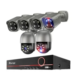 Sikkerhedsmonitorer & Videokameraer^8MP Sikkerhedskamerasystem, Natvision, AI Detektion, To-Vejs Lyd,