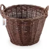 Havekurve^Mørk flettet gårdkurv til høst af frugt, grøntsager, kartofler, urtepotte, ballon, 30 cm, jute, fastgjort med stropper