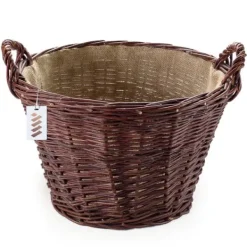 Best Mørk flettet gårdkurv til høst af frugt, grøntsager, kartofler, urtepotte, røgballon, 60 cm, uden indsats Havekurve