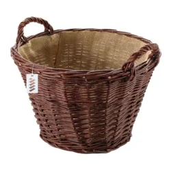 Sale Mørk flettet gårdkurv til høst af frugt, grøntsager, kartofler, urtepotte, røget ballon, 45 cm, uden indsats Havekurve