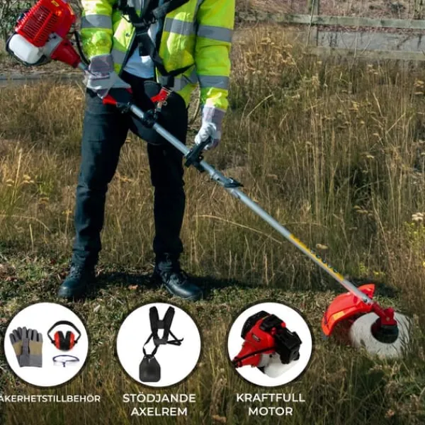 New Multiværktøj 5 i 1 til havehækkeklipper Lang rækkevidde hækkeklipper Græstrimmer Buskrydder Motorsav Benzin GRATIS sikkerhedsudstyr Havemaskiner
