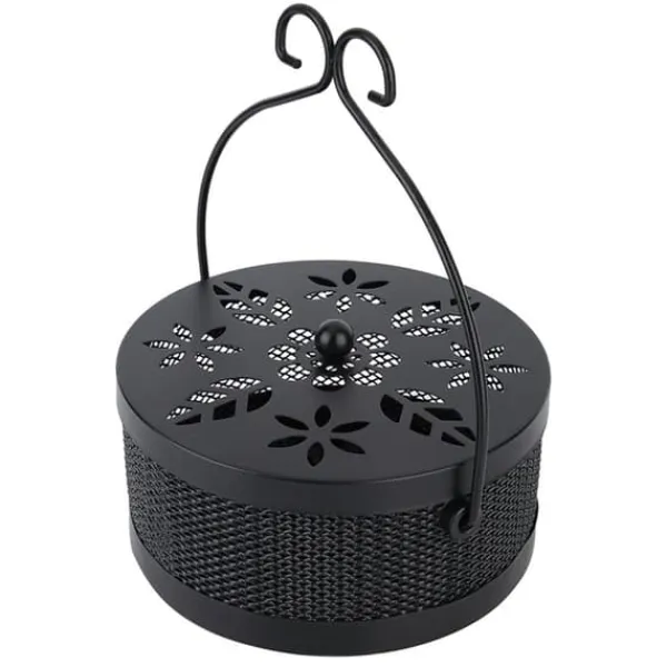 Insektmiddel & Dyreafvisende Middel^Myggespiralholder Metal Askeholder Rund Bærbar Spiral Røgelsesboks (Sort)