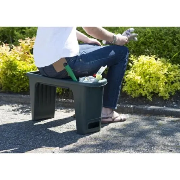 Støtte Med Hjul, Sæder & Knæbeskyttelse Til Havepleje^NATUR HDPE knäpall - 2 positioner: sittande och knäande - H 34 x 65,5 x 25 cm - Grön