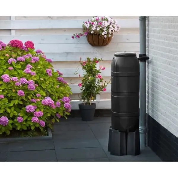 Regntønder^NATURE Vattenuppsamlingssats - 100 liter - Kolumnform - Anti-UV-behandlad - Tillverkad i Europa - Svart
