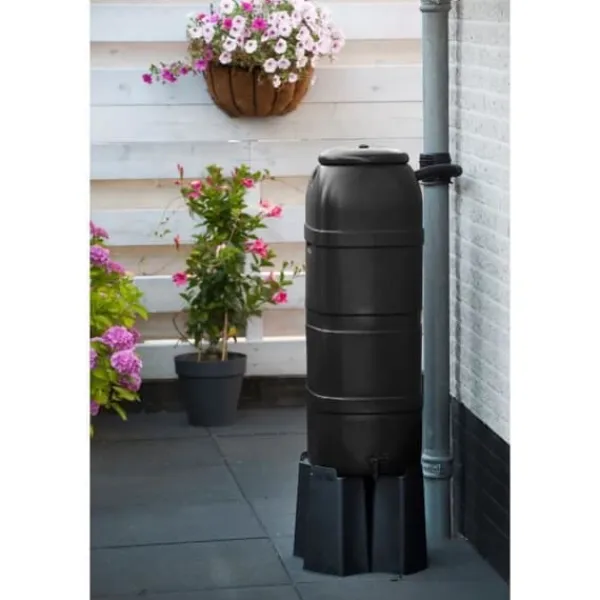 Regntønder^NATURE Vattenuppsamlingssats - 100 liter - Kolumnform - Anti-UV-behandlad - Tillverkad i Europa - Svart