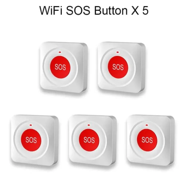 New Nød-SOS-knap, Smart Home-kompatibel, WiFi-forbindelse,5PC SOS WiFi-knap Hjemmealarmsystemer