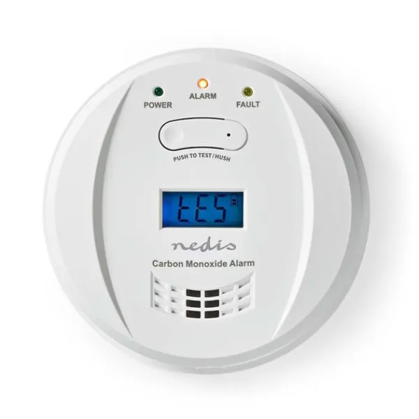 Røg- & Kulmonoxiddetektorer^Nedis Kulilte alarm | Batteri | Batteri levetid op til: 5 År | Hush / mute-funktion | Med testknap | 85 dB | Hvid