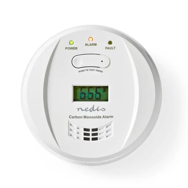 Røg- & Kulmonoxiddetektorer^Nedis Kulilte alarm | Batteri | Batteri levetid op til: 5 År | Hush / mute-funktion | Med testknap | 85 dB | Hvid