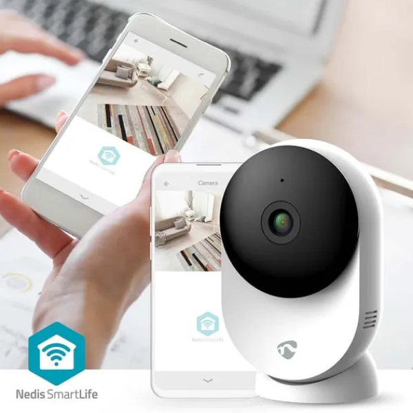 Sikkerhedsmonitorer & Videokameraer^Nedis SmartLife Indendørs Kamera | 3MP Full HD 1296p | Cloud Storage (mulighed) / microSD (ikke inkluderet) / Onvif | Med bevægelsessensor | Nattesyn | CDON