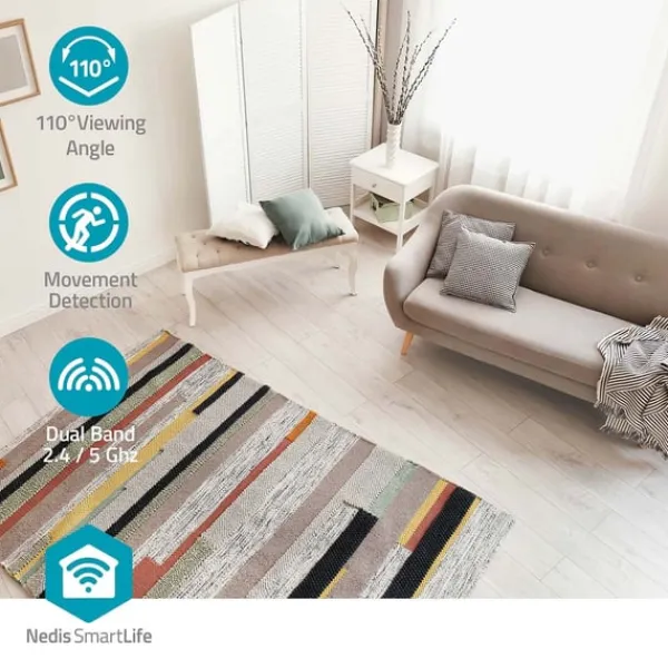 Sikkerhedsmonitorer & Videokameraer^Nedis SmartLife Indendørs Kamera | 3MP Full HD 1296p | Cloud Storage (mulighed) / microSD (ikke inkluderet) / Onvif | Med bevægelsessensor | Nattesyn | CDON