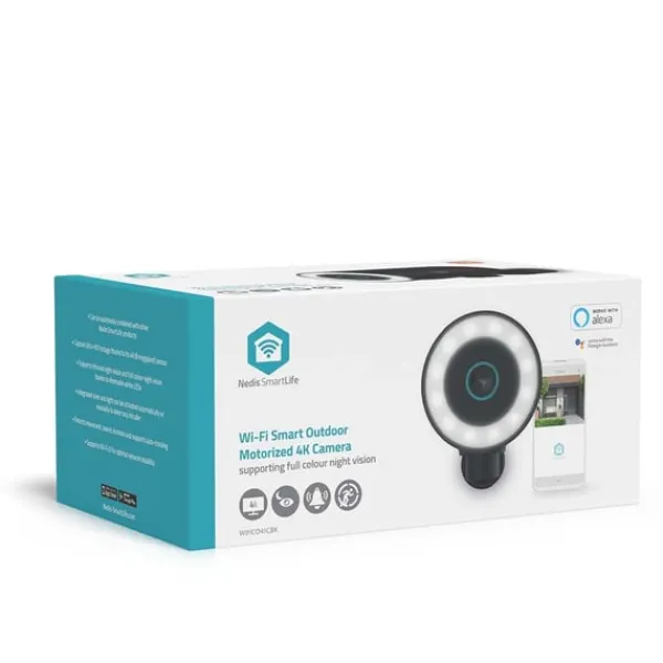 Hot Nedis SmartLife udendørskamera | Spotlight | 4K / 3840x2160 | IP65 | Cloud Storage (mulighed) / microSD (ikke inkluderet) / Onvif | 5 V DC | Med bevæg | CDON Sikkerhedsmonitorer & Videokameraer