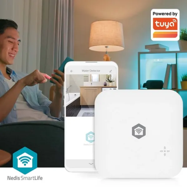 Lækagedetektorer^Nedis SmartLife Vand Detektor | Wi-Fi | Batteri | Udvidelse inkluderet | Maks. batteritid: 24 Måned | 80 dB | Hvid
