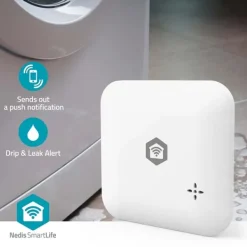 Lækagedetektorer^Nedis SmartLife Vand Detektor | Wi-Fi | Batteri | Udvidelse inkluderet | Maks. batteritid: 24 Måned | 80 dB | Hvid
