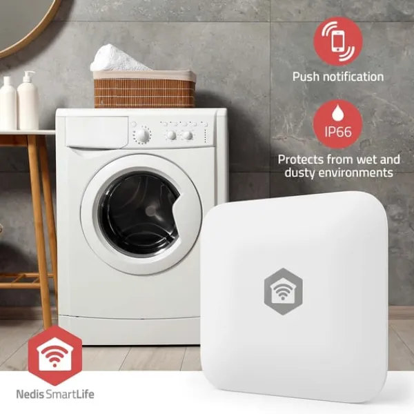 Discount Nedis SmartLife Vand Detektor | Zigbee 3.0 | Batteri | Maks. batteritid: 12 Måned | Hvid Lækagedetektorer