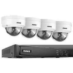 Sikkerhedsmonitorer & Videokameraer^Netværk Video Sikkerhedssystem, 8MP Ultra HD Opløsning, H.265+ Video Komprimering,8CH NVR 4 stk. Kamera, Ingen