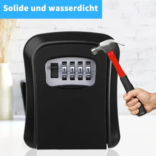 Pengeskabe^Nøgleskab med digital kode, eksternt nøgleskab, vægmonteret nøgleboks med 4-cifret kode, eksternt nøgleskab, nøgleskjul, nøgleskab, nøgleskab, sort n | CDON