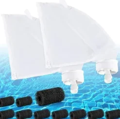 OBOSOE 2 Nylon Pool Filter Poser med Lynlås + 10 Sort Sponge Filter Dele - Reservedele til Polaris 280/480 Pool Robot Pool- & Spatilbehør