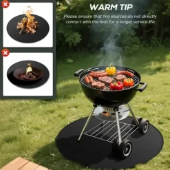 Tilbehør Til Brændeovne & Pejse^OBOSOE bålmåtte til solo-komfurbål – 60 cm rund grillmåtte, brandsikker, vandafvisende og olieafvisende