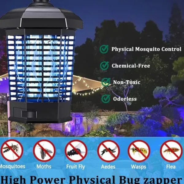 OBOSOE Electric Mosquito Killer – Kraftig insektdræber 4200V, myggefanger med ledning, vandtæt fluefanger til udendørs brug Insektmiddel & Dyreafvisende Middel