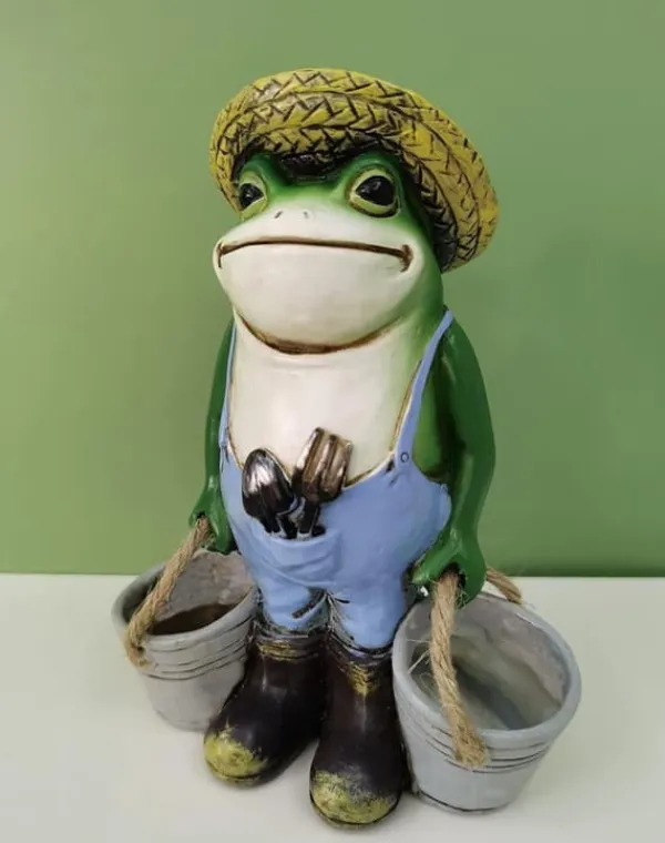 Havedekorationer^OBOSOE Frøstatue til Havedekoration - Antik Holding Blomsterpotter Til Gårdsdekoration - Dyr Samlerobjekt og Installerbar Håndværksharpiks