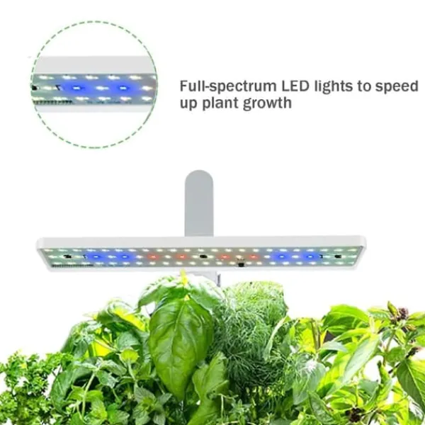 OBOSOE Hydroponisk Dyrkningssystem – Indendørs have med LED Grow Light & 16H Smart Timer Kit Til Plante- & Urtedyrkning