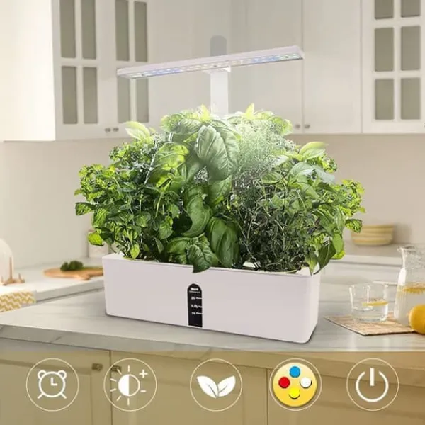 OBOSOE Hydroponisk Dyrkningssystem – Indendørs have med LED Grow Light & 16H Smart Timer Kit Til Plante- & Urtedyrkning