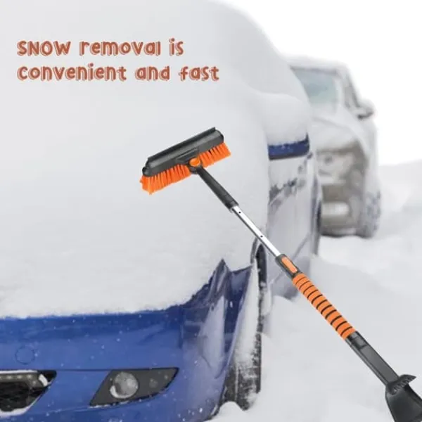 Snerydning^OBOSOE 5-i-1 Car Snow Brush – Bil-isskraber med pensel, lakeringsvenlig, ideel til SUV, lastbil og forrude