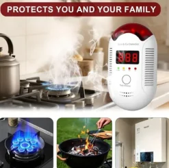 Røg- & Kulmonoxiddetektorer^OBOSOE kombineret gas- og CO-detektor – Plug-in kuliltedetektorer til hjem, campingvogn, propan, metan
