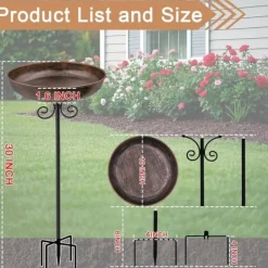 Til Fugle & Småvildt^OBOSOE lille metalfuglebad til udendørs, 25 cm skål med stativ – fuglebad i rustfrit stål til have, græsplæne, terrasse – 1,5 liters kapacitet