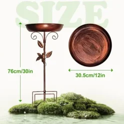 Til Fugle & Småvildt^OBOSOE Metal Fuglebad 76 cm – Stabil 5-delt base og aftagelig stang, vintage design til have, terrasse og græsplæne