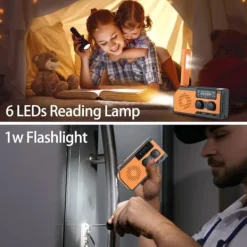Beredskabsplaner^OBOSOE Nødradio Håndsvingsradio 5000mAh med solcelle & NOAA, vejrradio med LED lommelygte til camping
