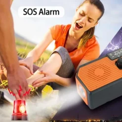 Beredskabsplaner^OBOSOE Nødradio Håndsvingsradio 5000mAh med solcelle & NOAA, vejrradio med LED lommelygte til camping