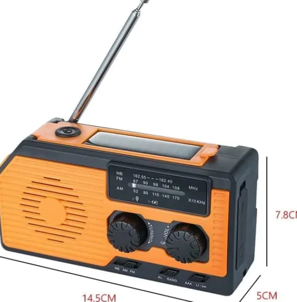 Beredskabsplaner^OBOSOE Nødradio Håndsvingsradio 5000mAh med solcelle & NOAA, vejrradio med LED lommelygte til camping