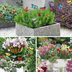 Hot OBOSOE 50-Pack 3D sommerfugl havedekoration – vandtæt PVC blomsterpind ornamenter til udendørs brug Havedekorationer