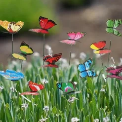 Hot OBOSOE 50-Pack 3D sommerfugl havedekoration – vandtæt PVC blomsterpind ornamenter til udendørs brug Havedekorationer