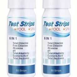 Pool- & Spatilbehør^OBOSOE 100-Pack 6-i-1 pool- og spa-teststrimler, vandtester - pH, klor, alkalinitet, cyanursyre, hårdhed