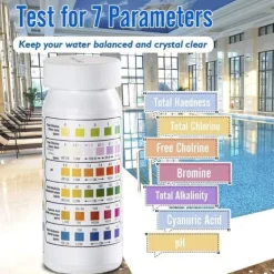 Pool- & Spatilbehør^OBOSOE 100-Pack 6-i-1 pool- og spa-teststrimler, vandtester - pH, klor, alkalinitet, cyanursyre, hårdhed