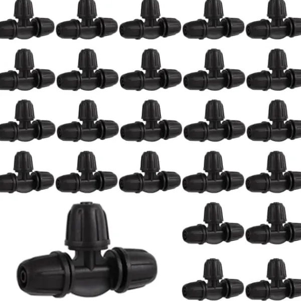 Best OBOSOE 25-pak 1/4 tommer vandingsfittings – låst 3-vejs T-stik til 6 mm drypslange, drypvandingssystem Vanding