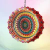 Vinddekoration^OBOSOE 2-pak 3D roterende mandala-vindspil – 15 cm mandala-dekoration til have og indendørs brug, flerfarvet
