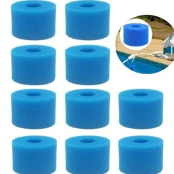 Pool- & Spatilbehør^OBOSOE 10-pak filterpatroner type S1 – Genanvendelige skumfiltre til Intex Pure Spa & Hot Tub
