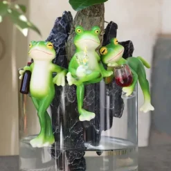 Discount OBOSOE 3-pak frøfigurer Pot Dekoration – Havedekoration / Altandekoration / Udendørs dekoration Havedekorationer