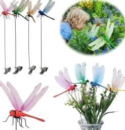 OBOSOE 50-pak havedekoration – 3D PVC sommerfugle på pinde og guldsmede med clips, til udendørs brug Havedekorationer