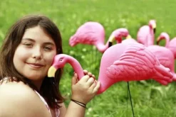 Havedekorationer^OBOSOE 2-pak lyserøde flamingo havepynt – 60 cm plastikstatuer til udendørs dekoration