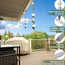 Sale OBOSOE 4-pak vindspil til fugle – 3D-refleks, holder fugle væk fra have, terrasse og vinduer Vinddekoration