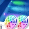 Pool- & Spatilbehør^OBOSOE poolbelysning 2-pak genopladelige LED undervandslamper, IP68 vandtæt med fjernbetjening – til pool, spa og fest