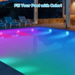 Pool- & Spatilbehør^OBOSOE poolbelysning 2-pak genopladelige LED undervandslamper, IP68 vandtæt med fjernbetjening – til pool, spa og fest
